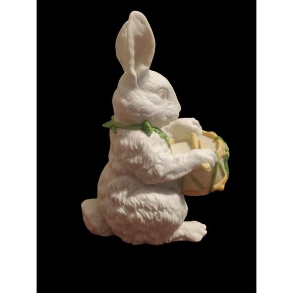 Vintage Department 56 Porcelain Bisque Bunny Rabbit Playing Drum 7.5" - Picture 4 of 7
